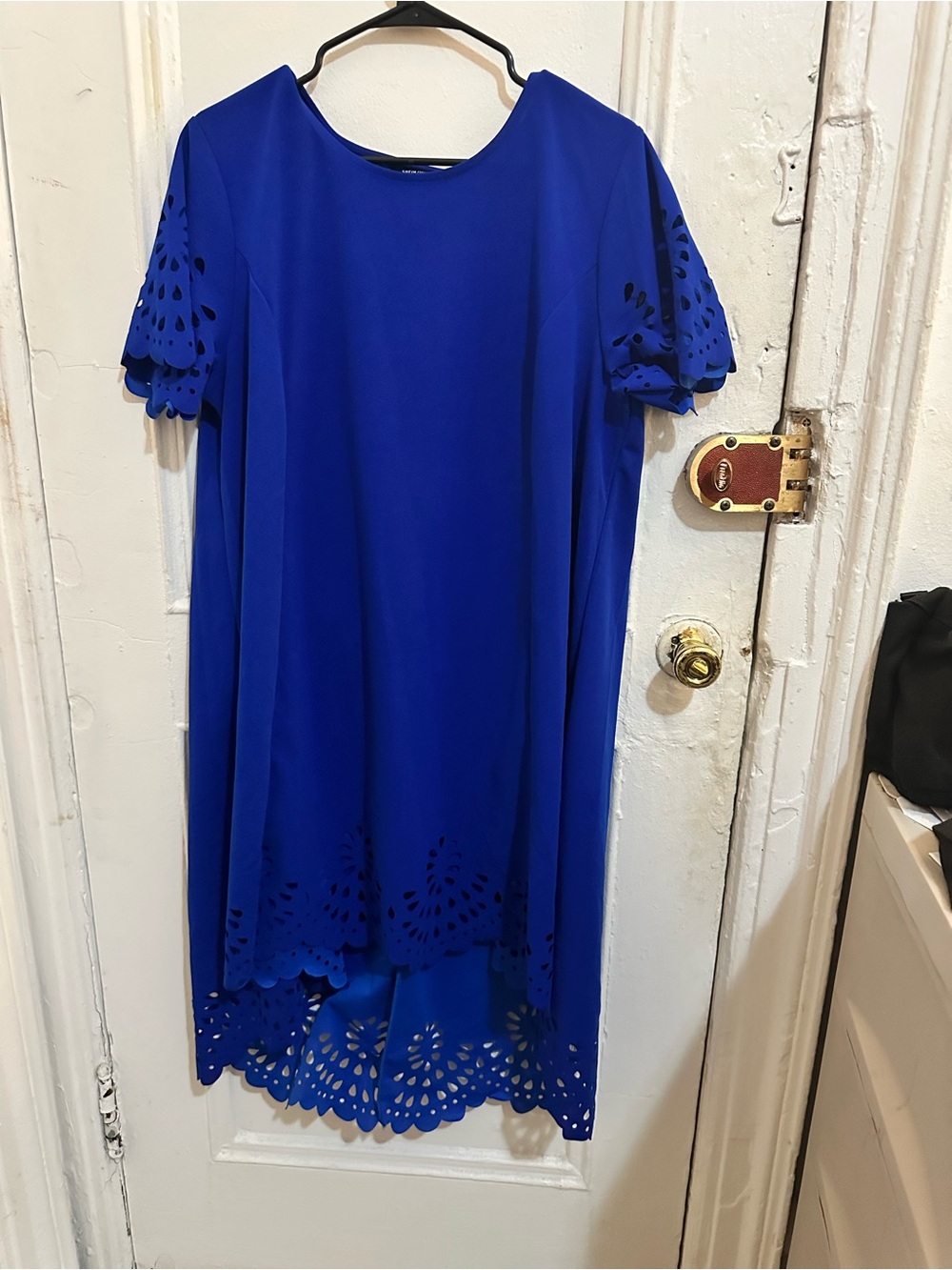 SHEIN Cobalt Blue Laser-Cut Midi Dress